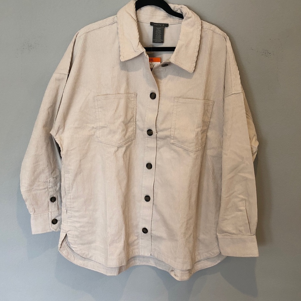Matty M Neutral Beige Corduroy Shirt Jacket NWT